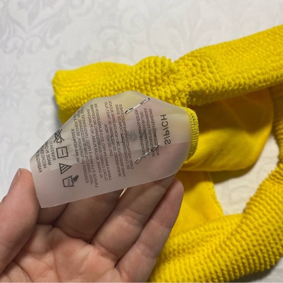 Bikini Bottoms Textured Scrunch Butt Cheeky Low Rise Ribbed Crinkle Neon Yellow - Picture 6 of 10